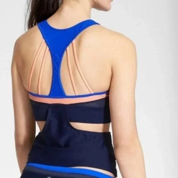Athleta Colorblock Tri-ssential Tankini Tank Top Gym Workout Swim Run M - Picture 8 of 11